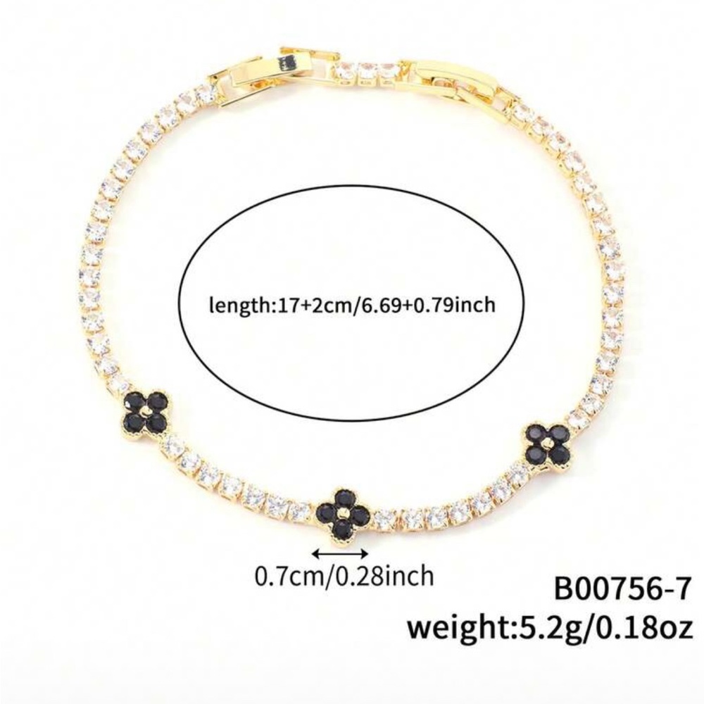 Gold and Black Flower Bracelet